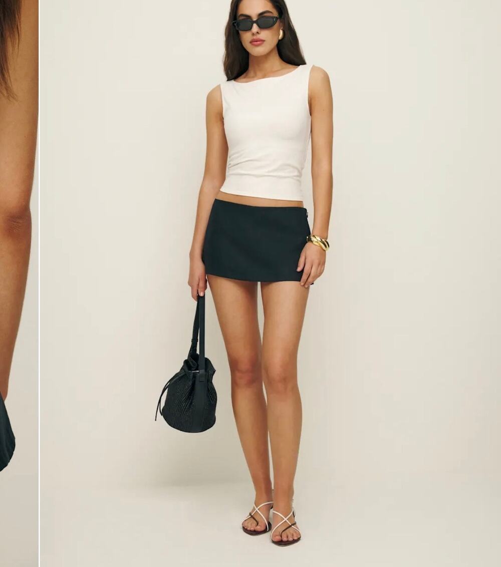 Reformation Mia Low Waist Linen Skort